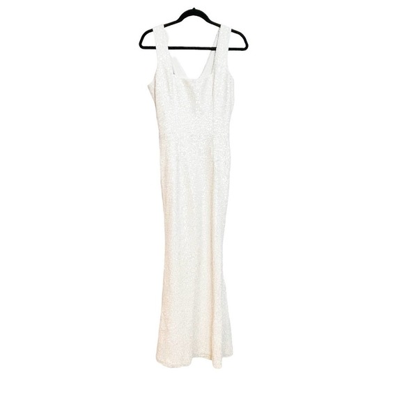 Dress the Population Sleeveless Raven Sequin Gown Dress White Women's Size M NWT - Picture 6 of 11